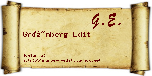 Grünberg Edit névjegykártya