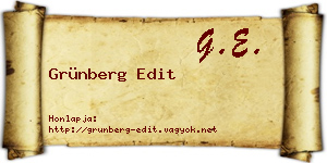 Grünberg Edit névjegykártya